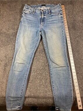 MOTHER Light Blue Denim Jeans with Black Patch